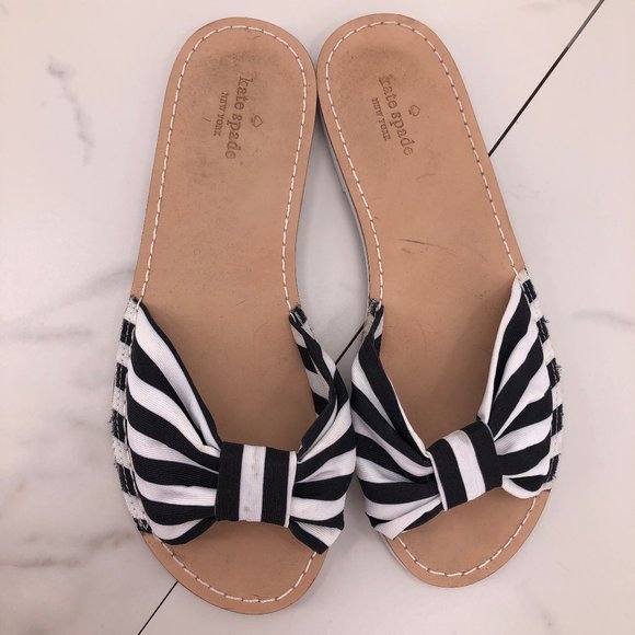 kate spade Shoes - VGW-Kate Spade black white canvas sandal